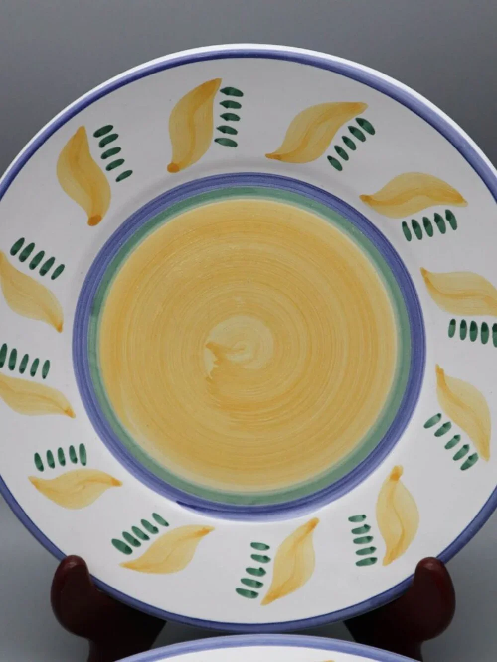 Williams Sonoma Tornesol Italian Pottery Salad Luncheon Plates Yellow Green Blue